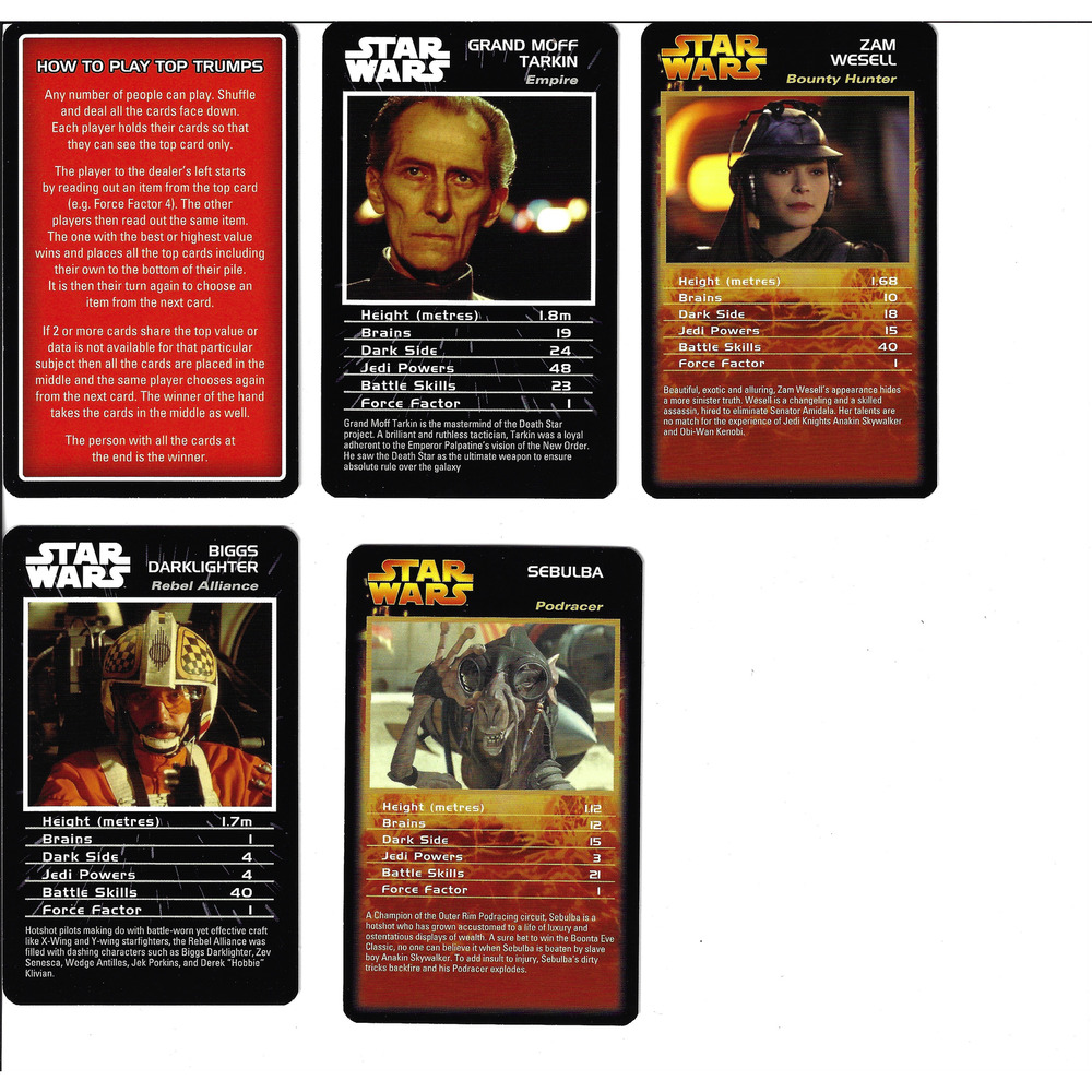Top Trumps Star Wars Cards Game 5 Card Promo Pack (3 Sets)